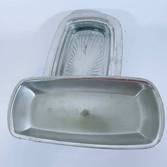 MCM Silver Plated Butter Dish w/Glass butter Tray Pewter Berry & Leaf Handle VTG - Picture 14 of 16